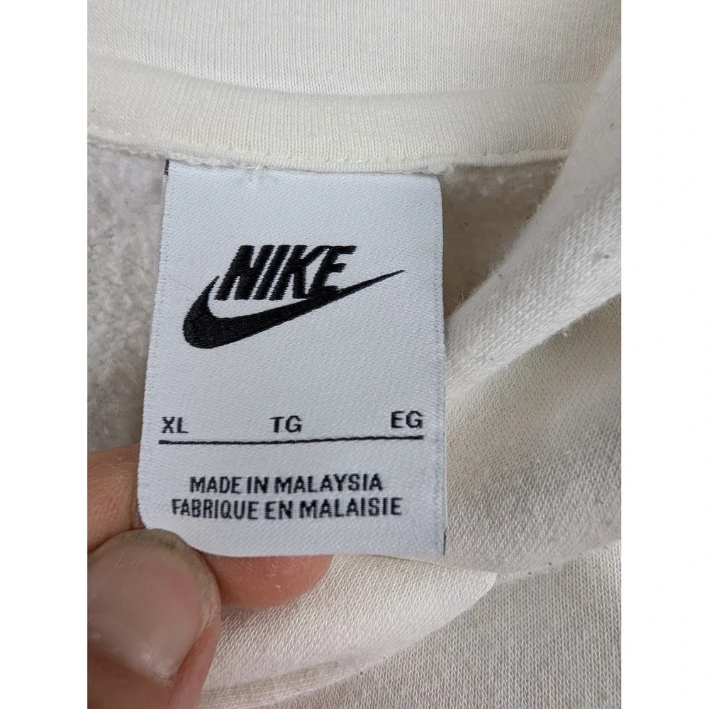 Nike Womens Center Swoosh Hoodie White‎ XL Embroidered Logo Pullover Sweatshirt